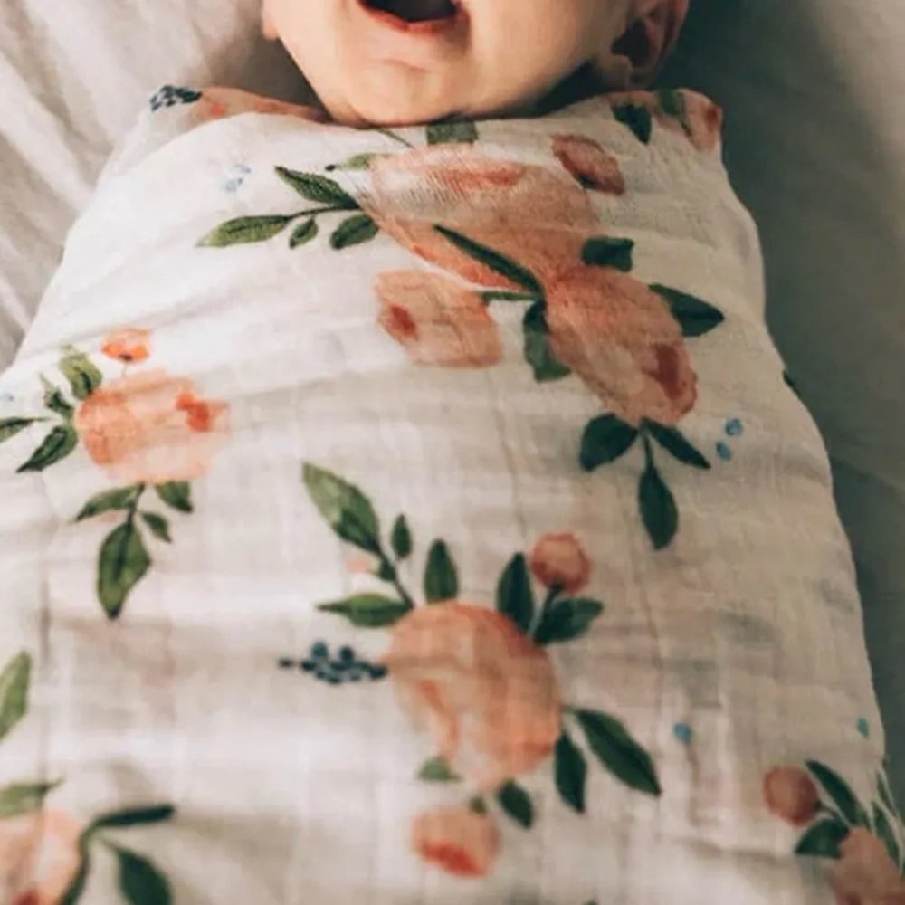 little unicorn Cotton Muslin Swaddle Blanket - Watercolor Roses